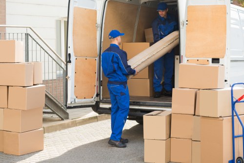 Moving boxes and furniture prepared for removals and storage in Aldboroughhatch