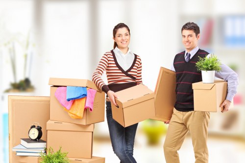 Family using mobile self storage during a house move